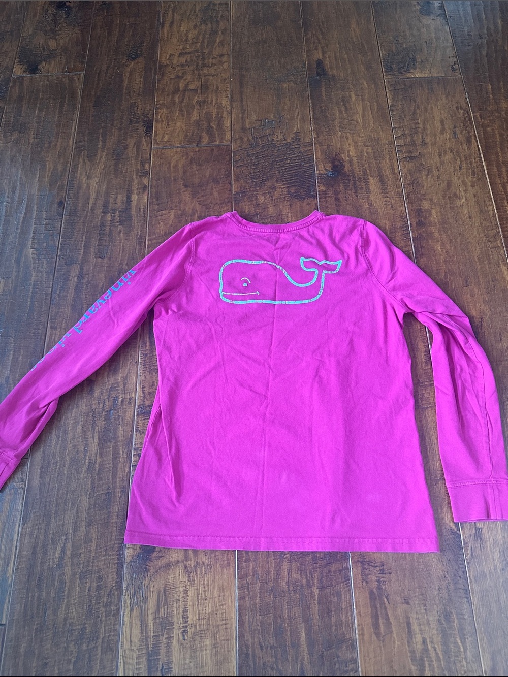Vineyard Vines Long Sleeve Whale Pocket Tee in Fuchsia